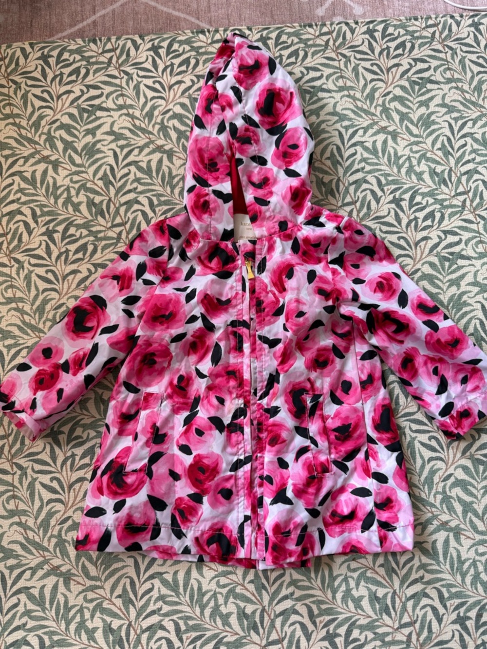 Kate Spade Pink Floral Hooded Kids Raincoat
